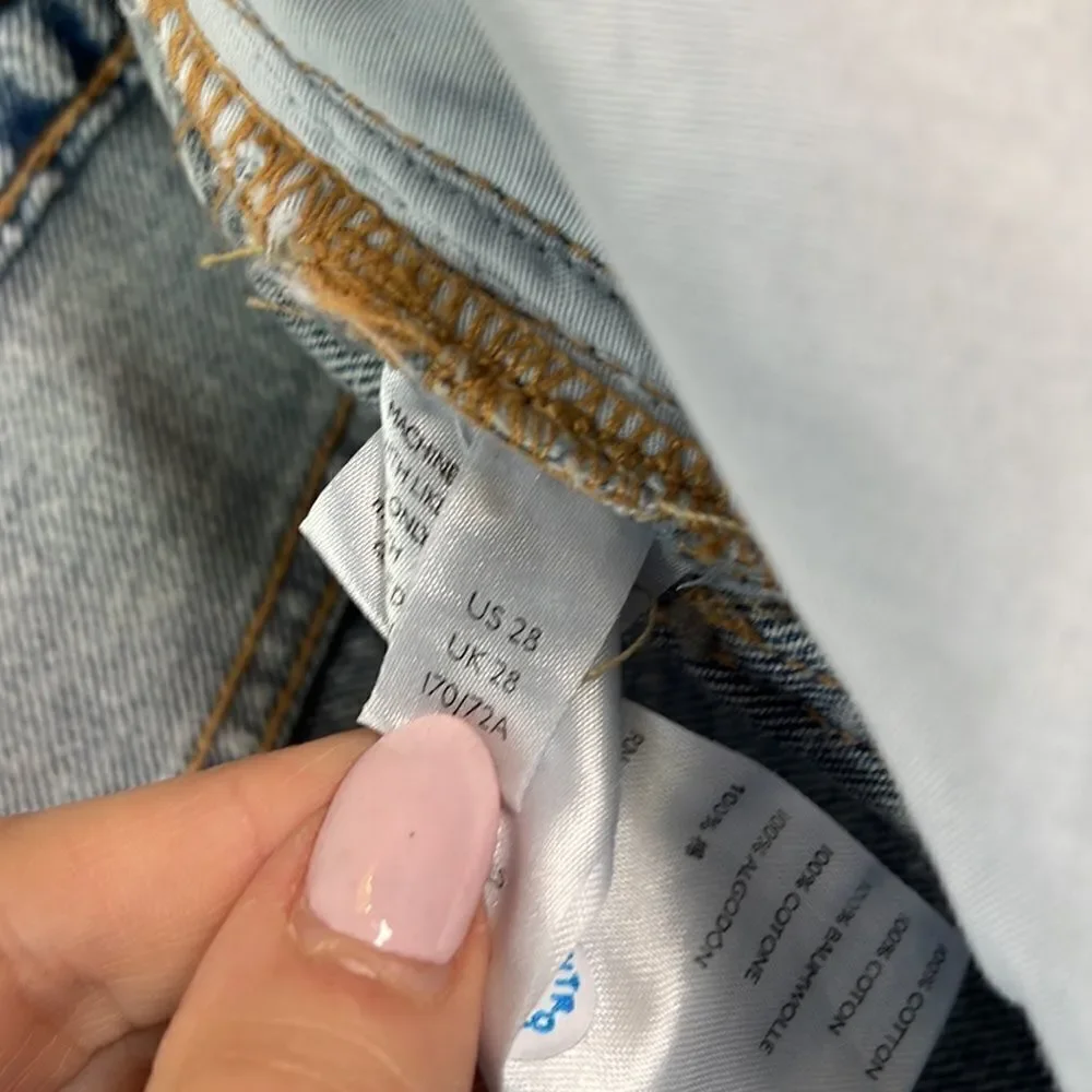 EUC “We The Free” Free People Destroyed Medium Acid Straight Leg Jeans Size  28 - Picture 13 of 13